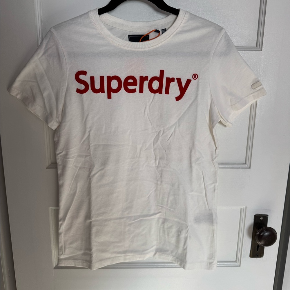 Superdry NWT White Tee with Bold Red Logo